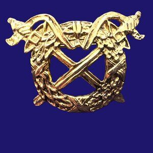 Carolee Vintage Double Sword Brooch Gold and Marked EUC